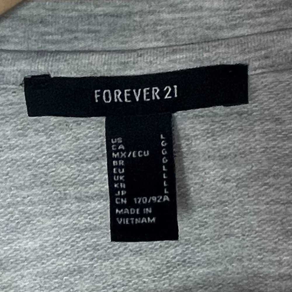 FOREVER 21 | Casual Gray Drawstring Jersey Mini Dress | Size L - Picture 5 of 7